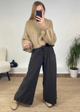 Misty Cord Wide Leg Pants in Brown