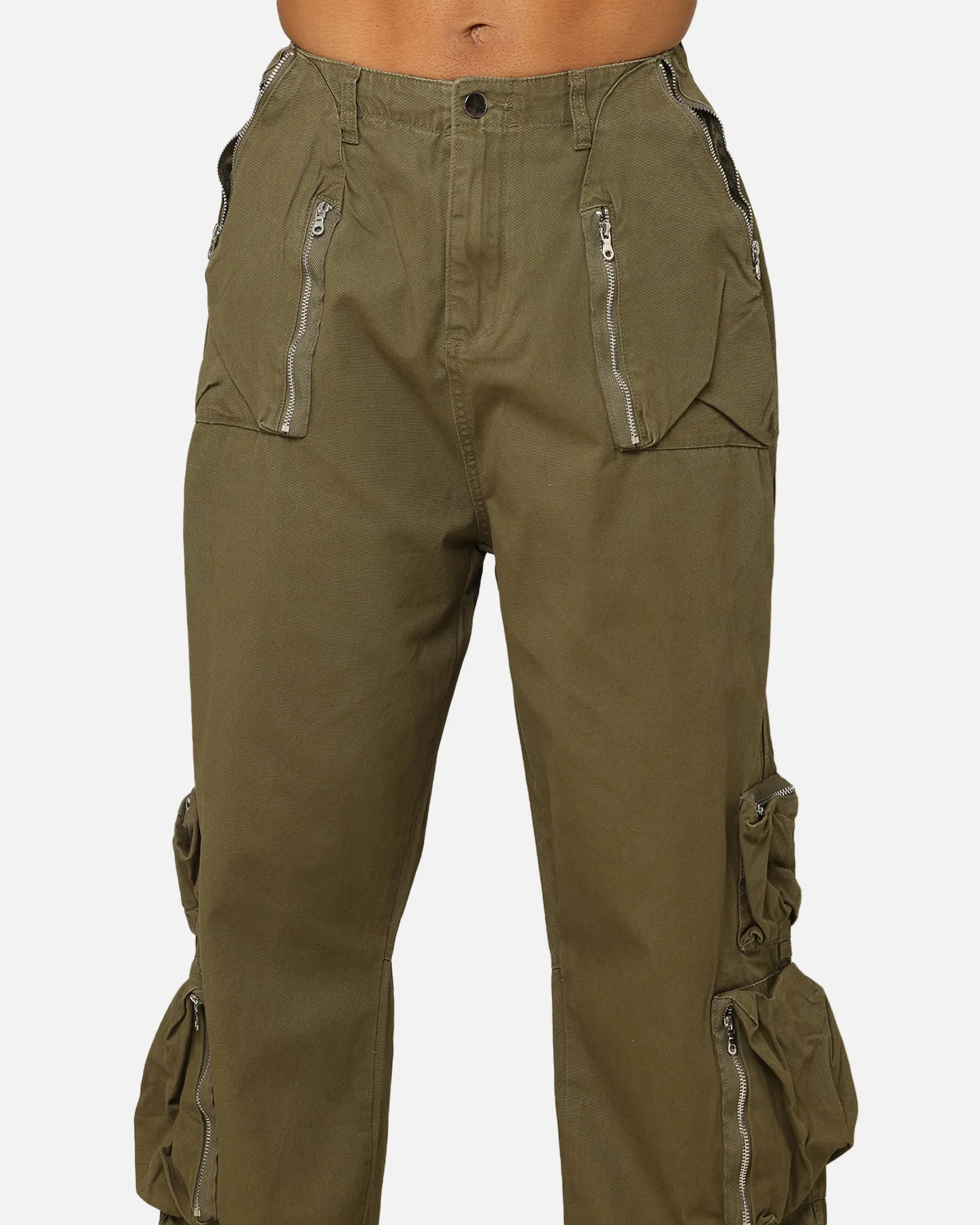 MNML Ultra Baggy Tactical Cargo Pants Olive