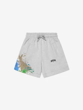 MSGM Boys Paint Splash Bermuda Shorts in Grey