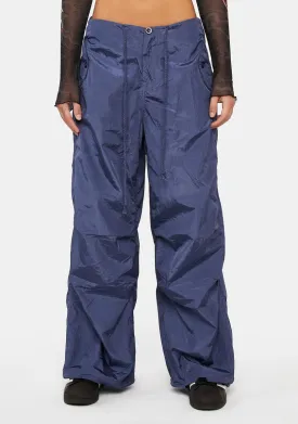 Navy Rian Nylon Cargo Pants