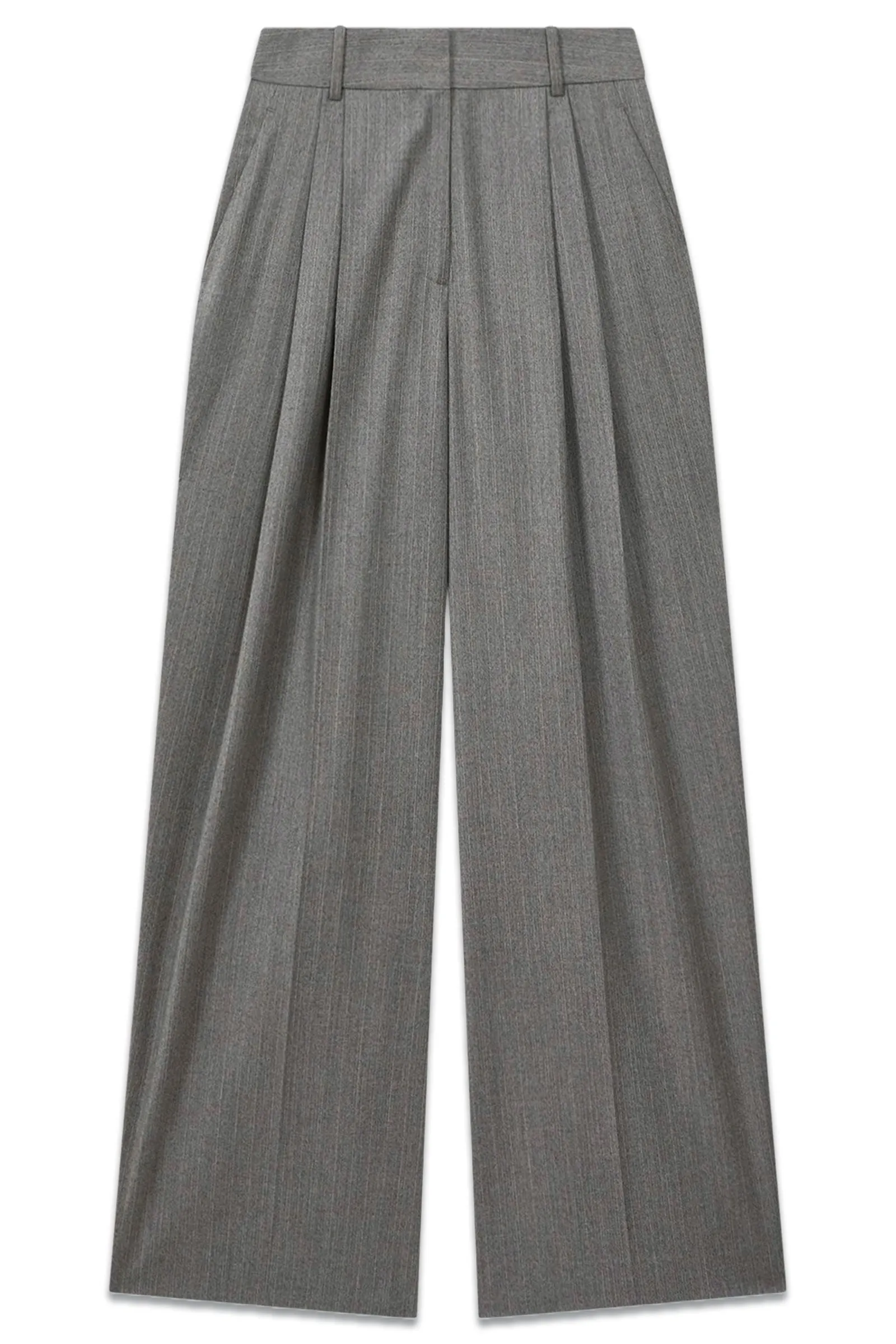 Otis Wool Blend Pinstripe Wide Leg Trousers