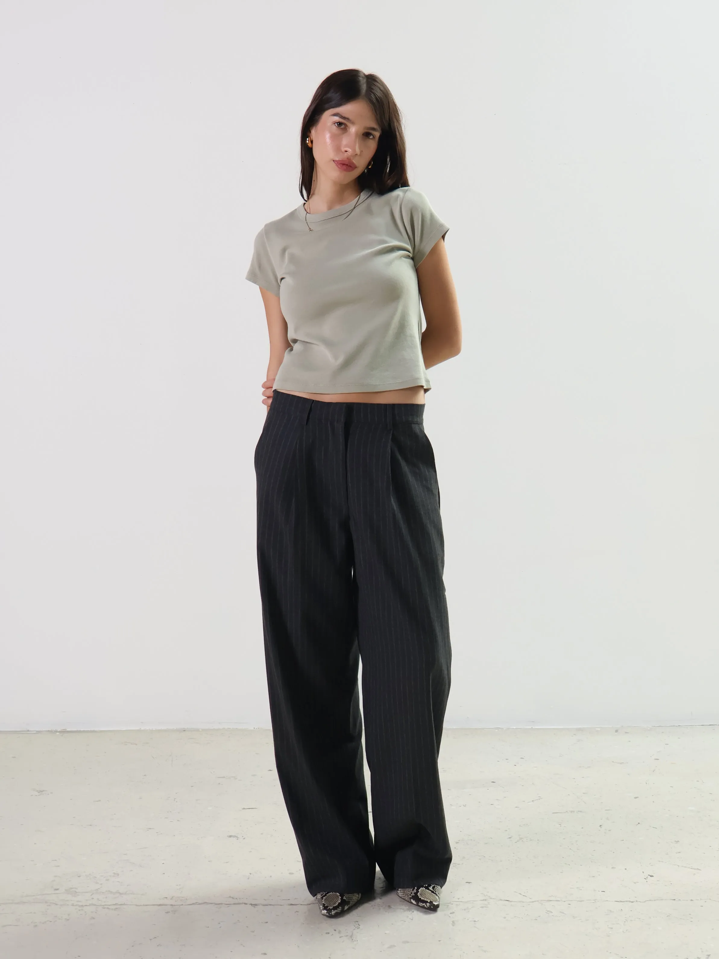 Oval Square Dark Gray Pinstripe Rowy Trousers