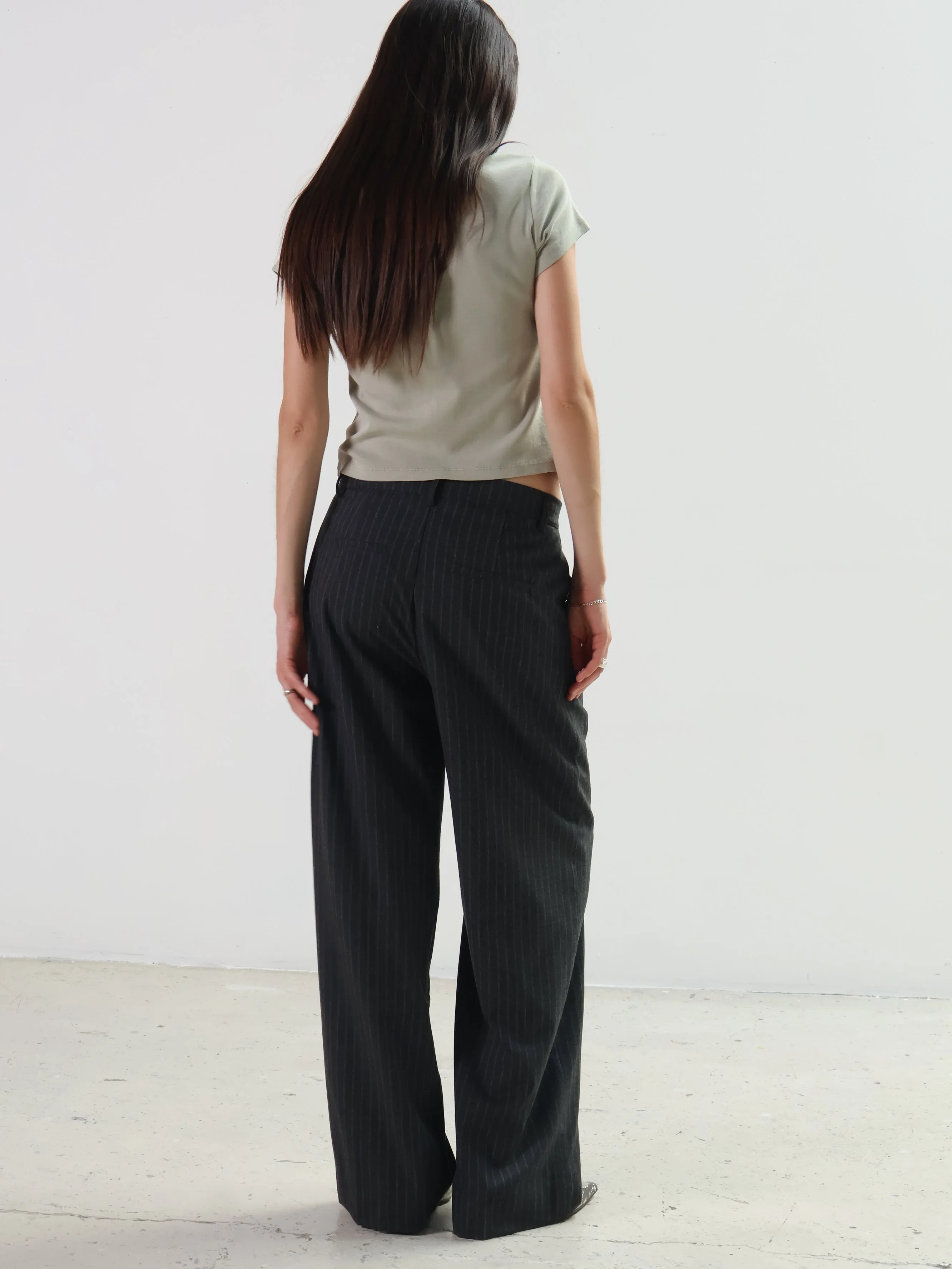 Oval Square Dark Gray Pinstripe Rowy Trousers