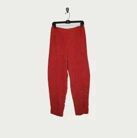 Pencil Pants in Red Textured Silk