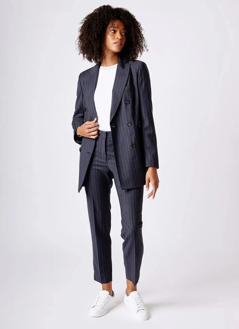 Pinstripe Double-Breasted Blazer