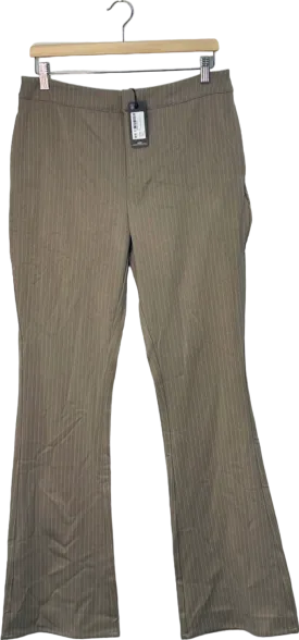 P.L.T. Label Beige Pinstripe Trousers UK 10