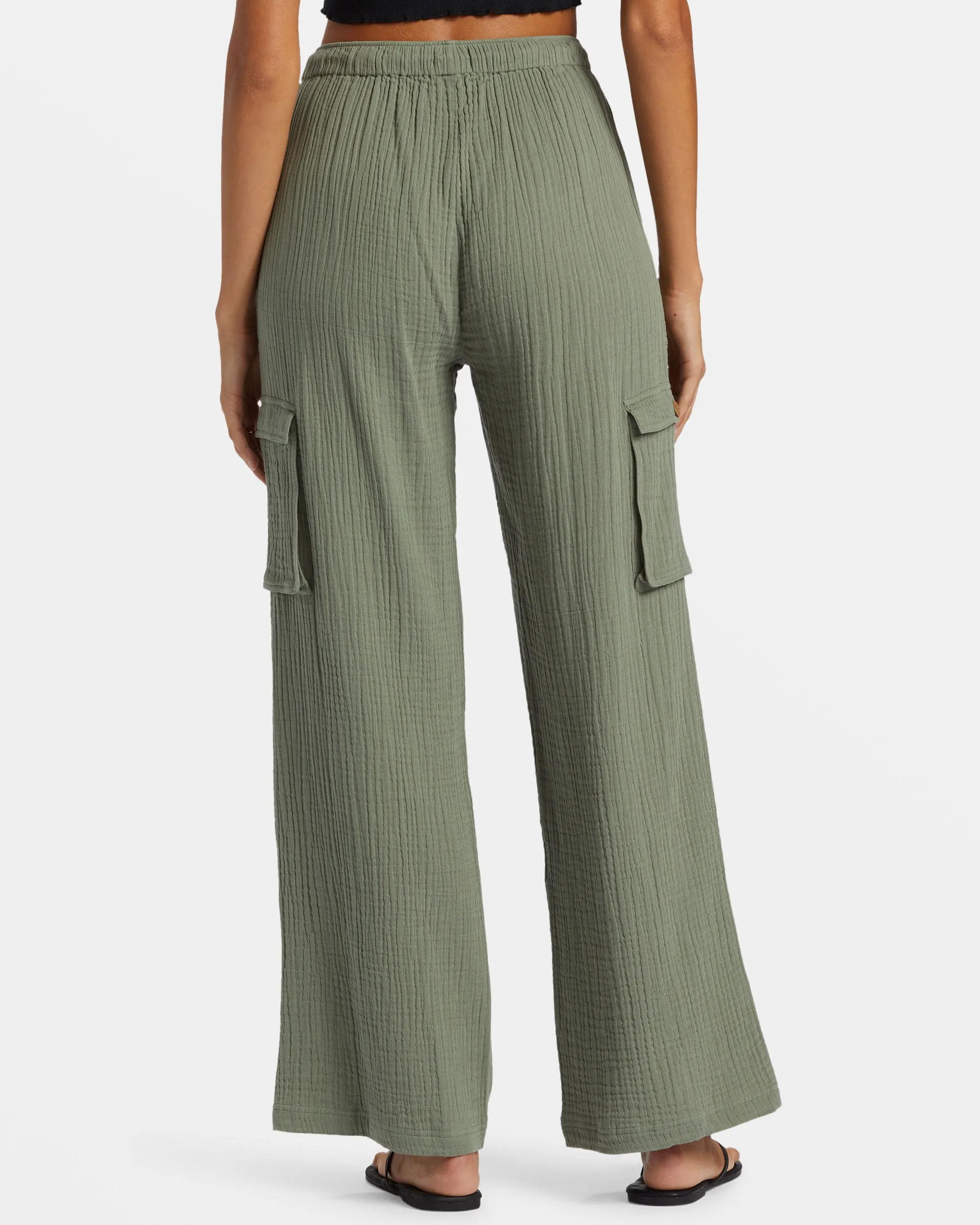 Precious Cargo Gauze High Waisted Pants - Agave Green