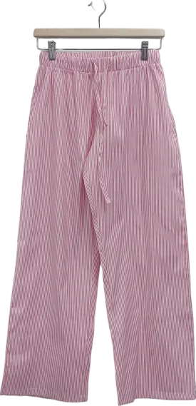 PrettyLittleThing Pink Pinstripe Drawstring Waist Straight Leg Trousers UK 8