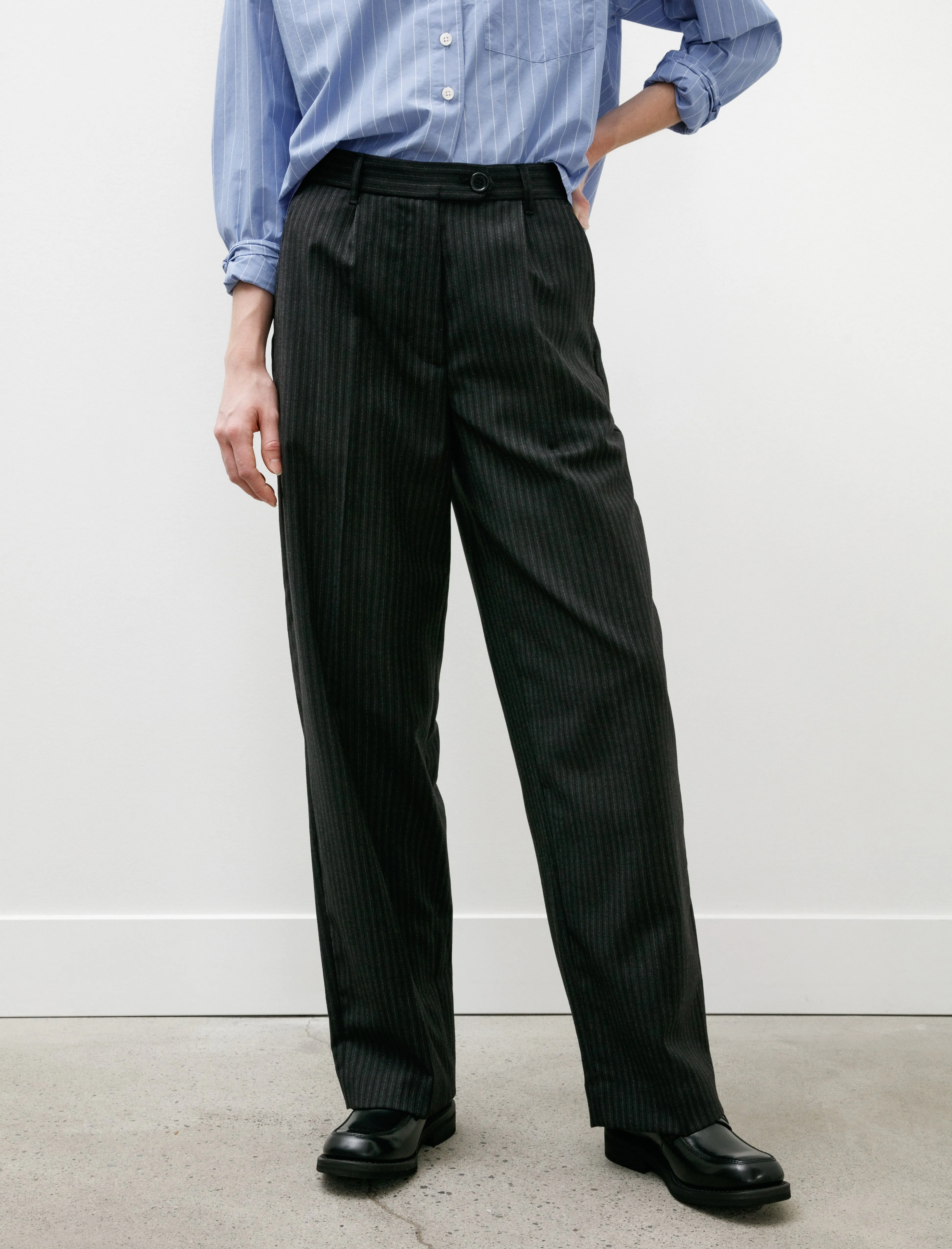 Primary Trousers Dark Pinstripe