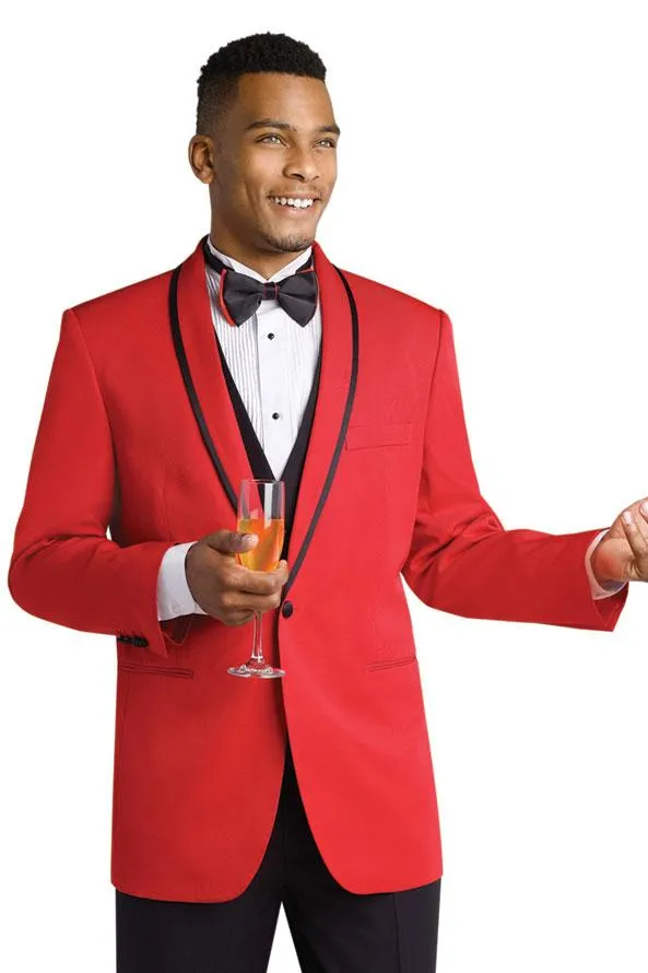 "Jasper" Red 1-Button Shawl Tuxedo (2-Piece Set)