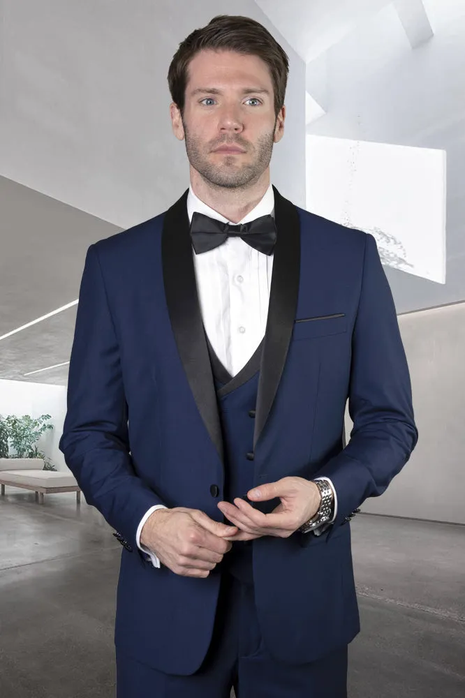 "MGM" Sapphire 1-Button Shawl Tuxedo (4-Piece Set)