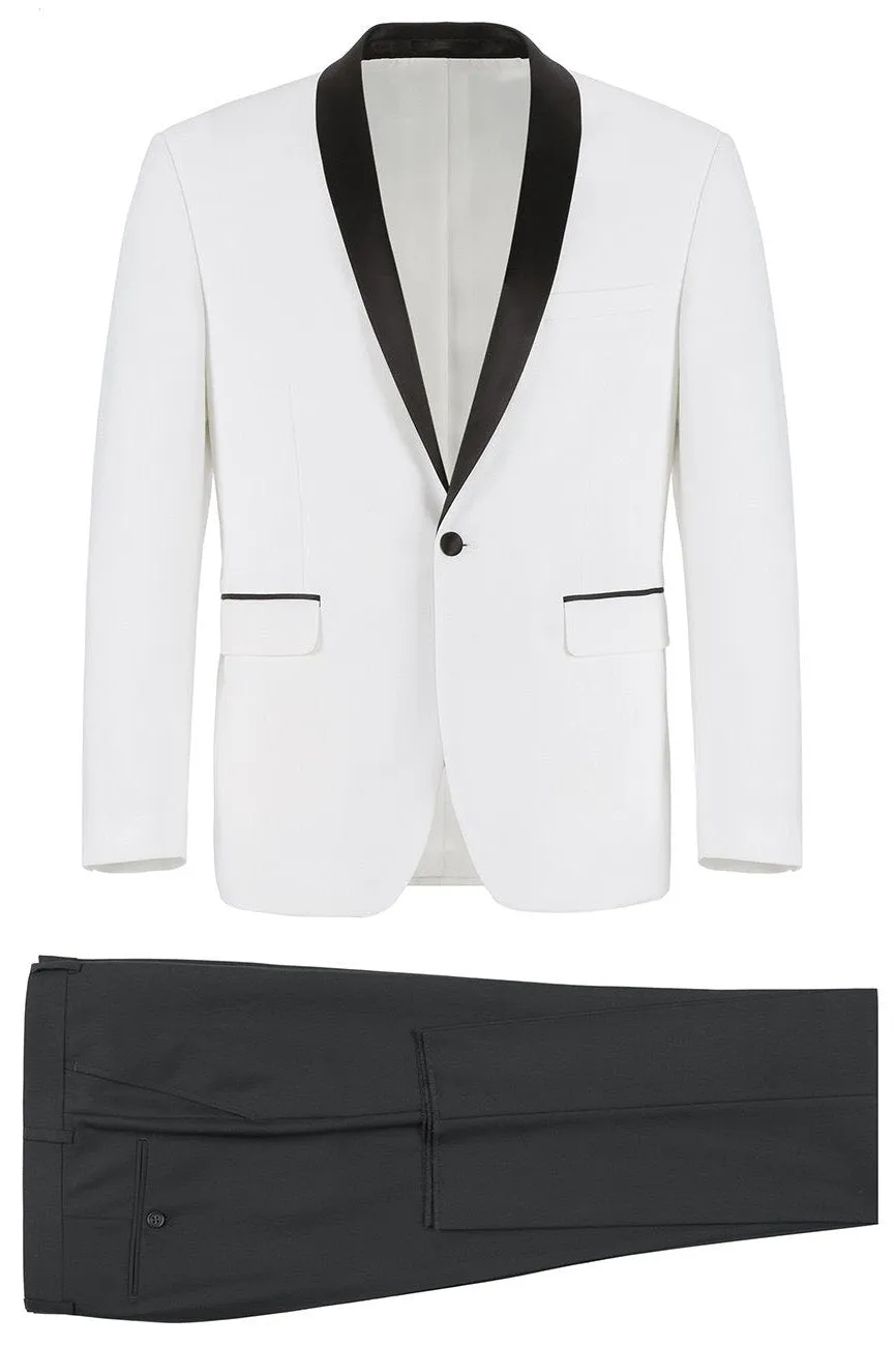 "Paris" Off-White 1-Button Shawl Tuxedo (2-Piece Set)