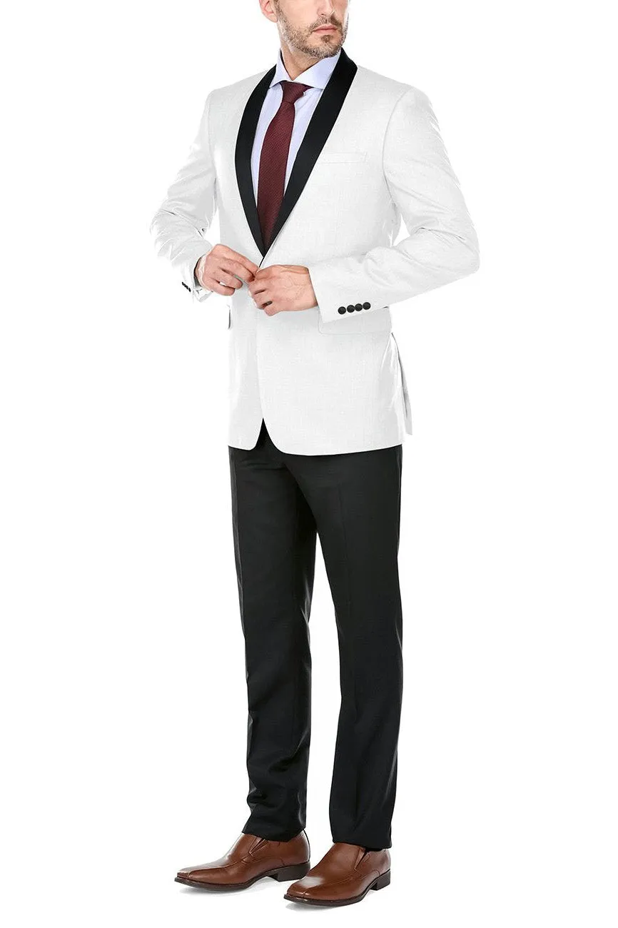 "Paris" Off-White 1-Button Shawl Tuxedo (2-Piece Set)