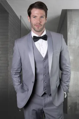 "Theo" Grey 1-Button Shawl Tuxedo (4-Piece Set)