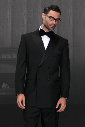 "Wellington" Black 6-Button Peak DB Tuxedo (3-Piece Set)