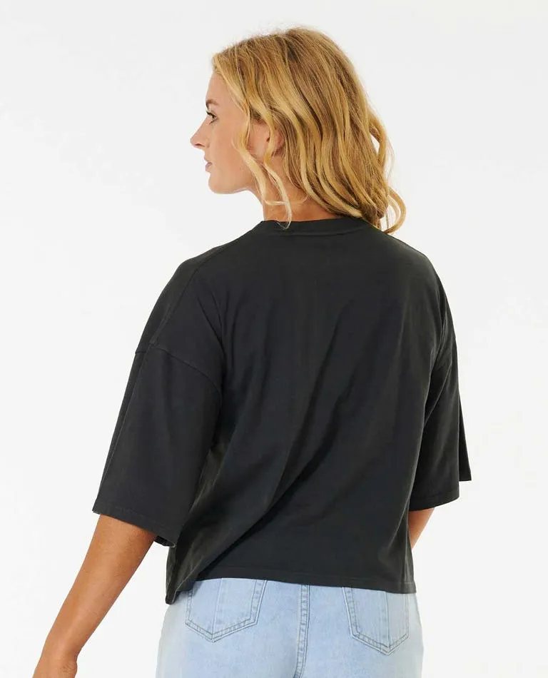 Rip Curl Glow Heritage Crop Tee-Washed Black