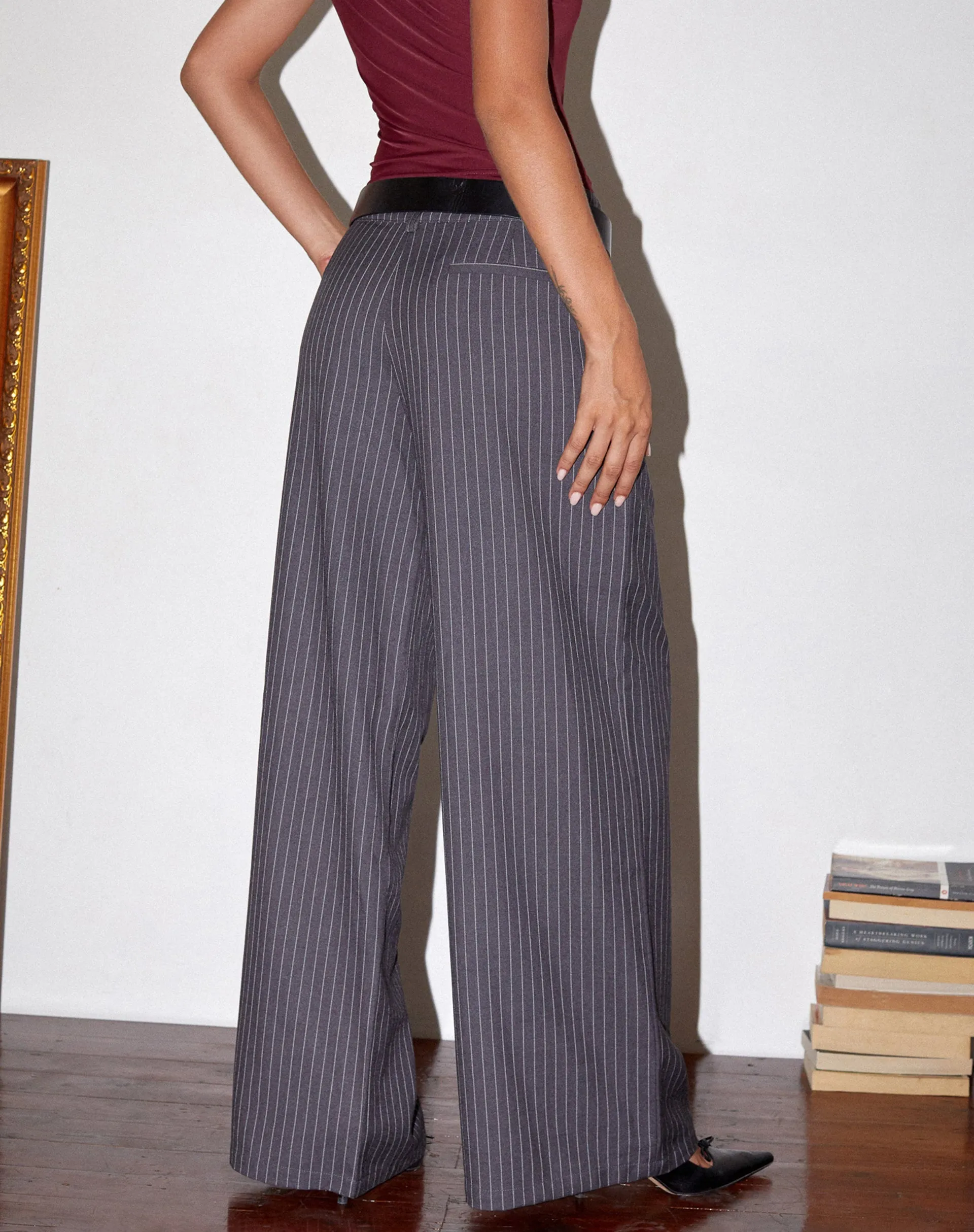 Sagawa Tailored Trouser in Dark Grey Pinstripe