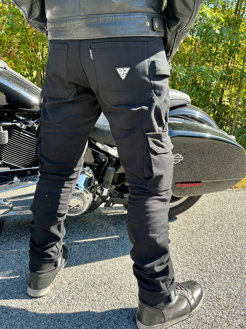 SALE Straight Leg Cargo Pants - Black with Pads