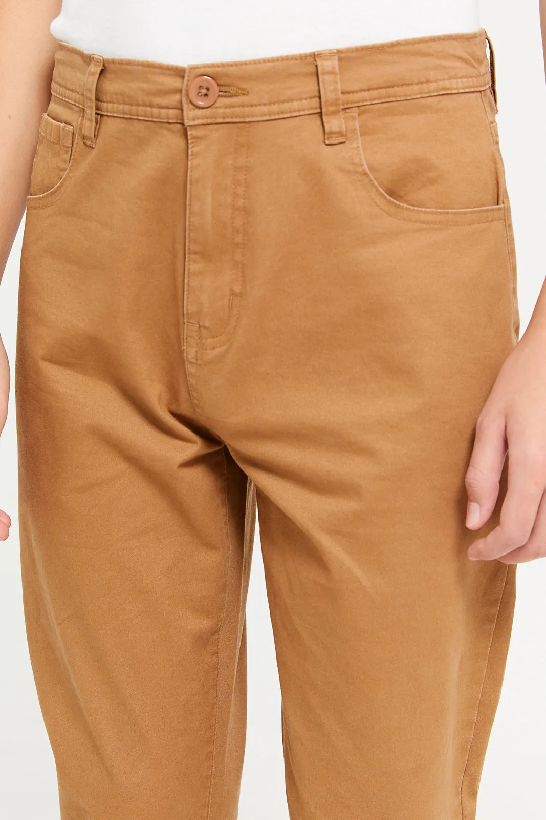 Senior Boys Beige Slim Fit Trousers