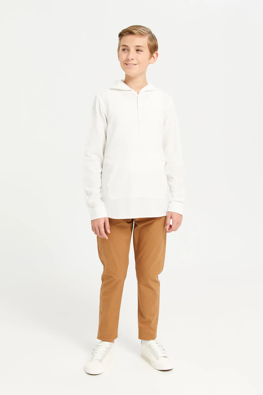 Senior Boys Beige Slim Fit Trousers