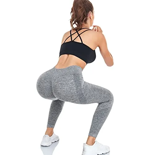 sicoozoe Women Butt Lifting Workout Leggings, High Waisted Tummy Control Yoga Pants Seamless Squat Proof Gym Tights (25'' in) (as1, Alpha, m, Regular, Regular, 0 Grey)