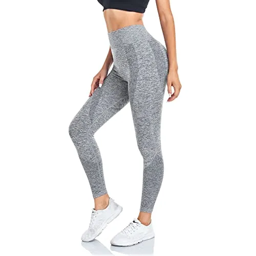 sicoozoe Women Butt Lifting Workout Leggings, High Waisted Tummy Control Yoga Pants Seamless Squat Proof Gym Tights (25'' in) (as1, Alpha, m, Regular, Regular, 0 Grey)