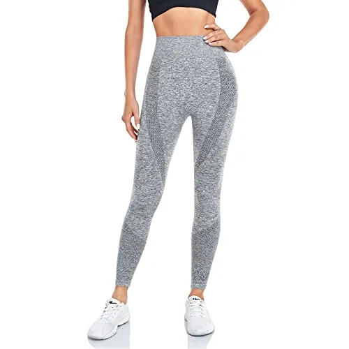 sicoozoe Women Butt Lifting Workout Leggings, High Waisted Tummy Control Yoga Pants Seamless Squat Proof Gym Tights (25'' in) (as1, Alpha, m, Regular, Regular, 0 Grey)