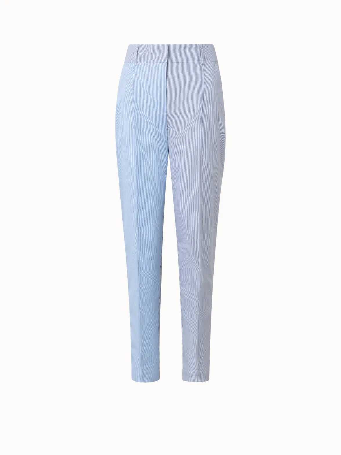 Tapered Cotton Poplin Striped Pants