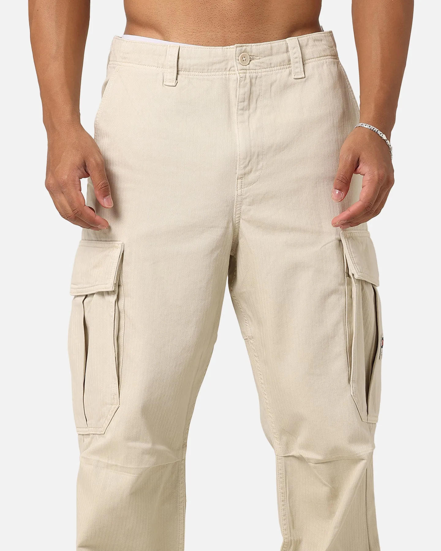 Tommy Jeans TJM Aiden Baggy Cargo Pants Newsprint