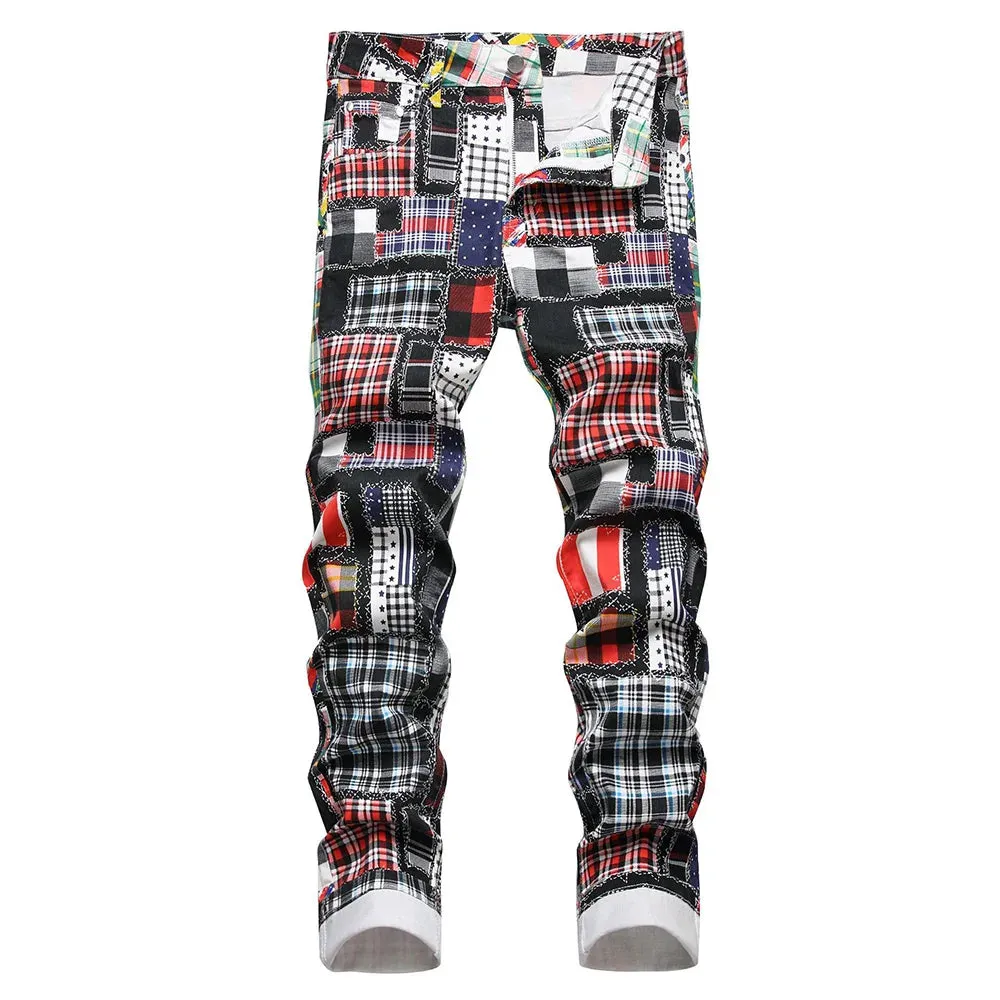 UrbanEdge Plaid Patchwork Jeans