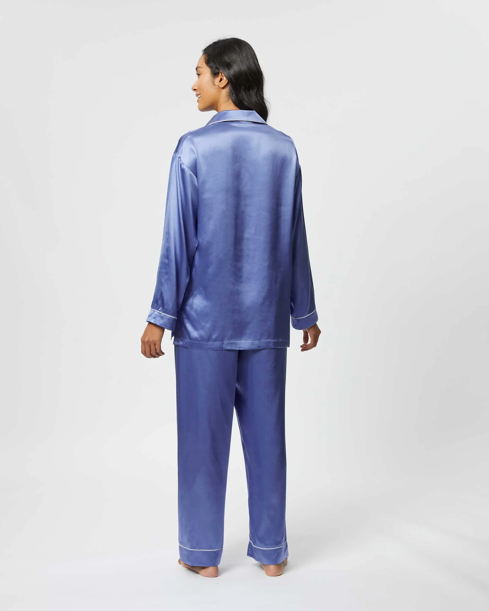 Women's Silk Pyjamas - Periwinkle