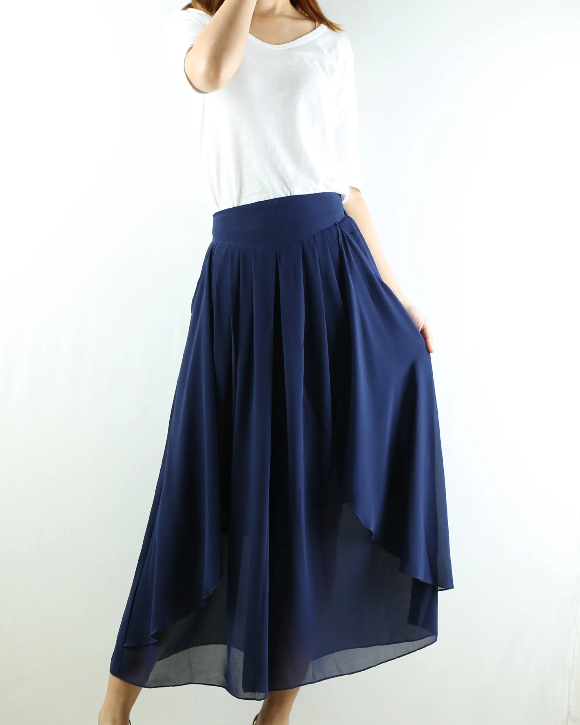 Women's wide leg trousers/chiffon yoga skirt pants/oversized pants/elastic waist pants(K1710)