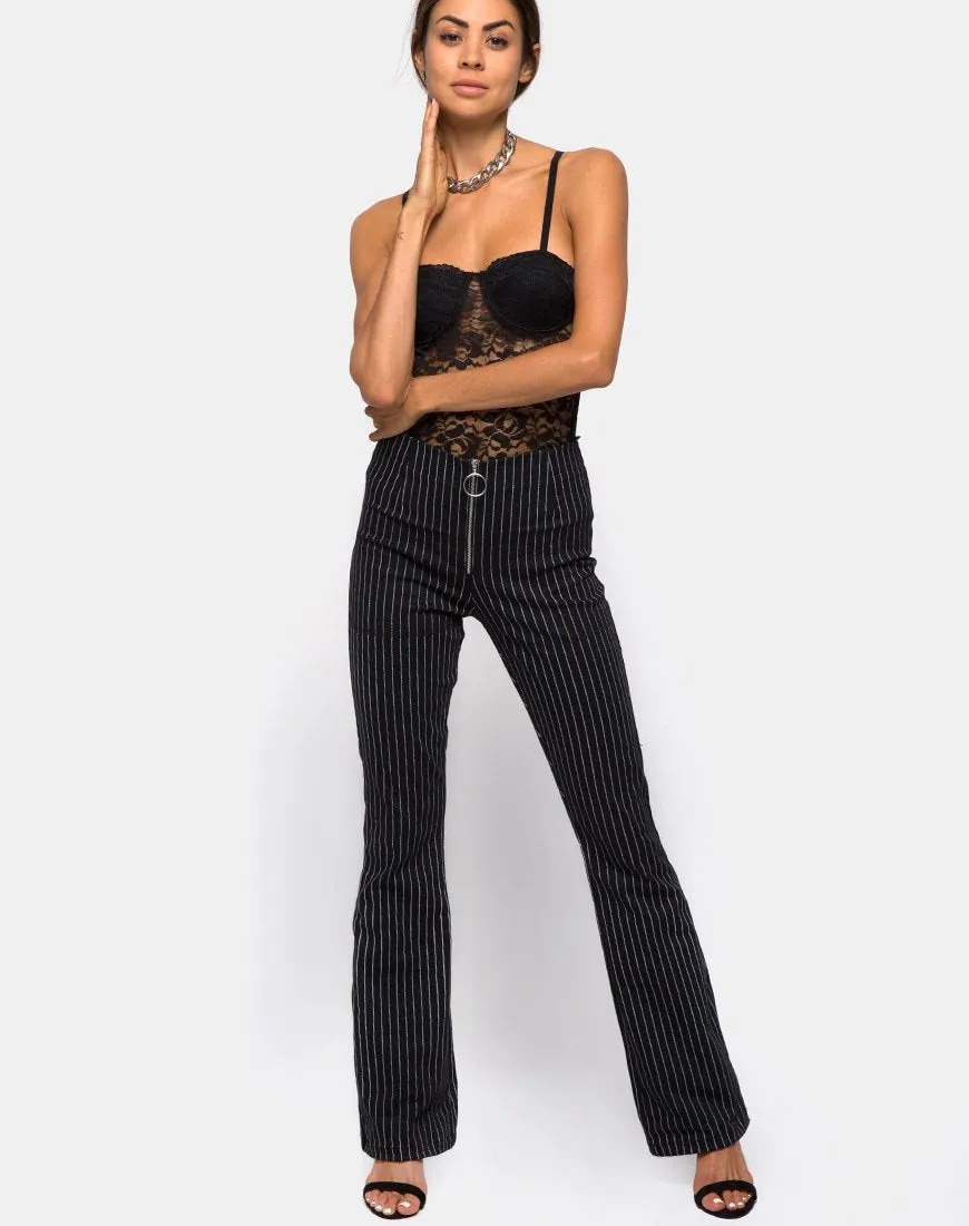 Zolia Trouser in Pinstripe Black