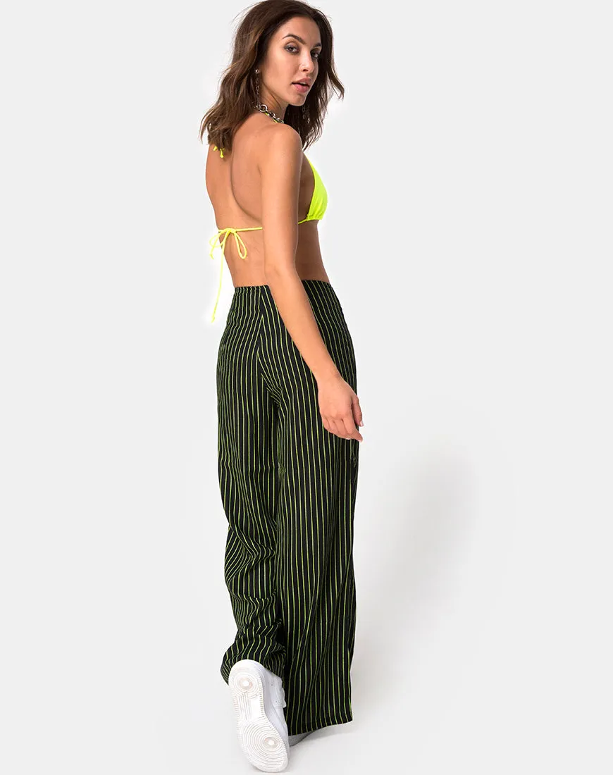 Zolipa Wide Leg Trouser in Neon Pinstripe