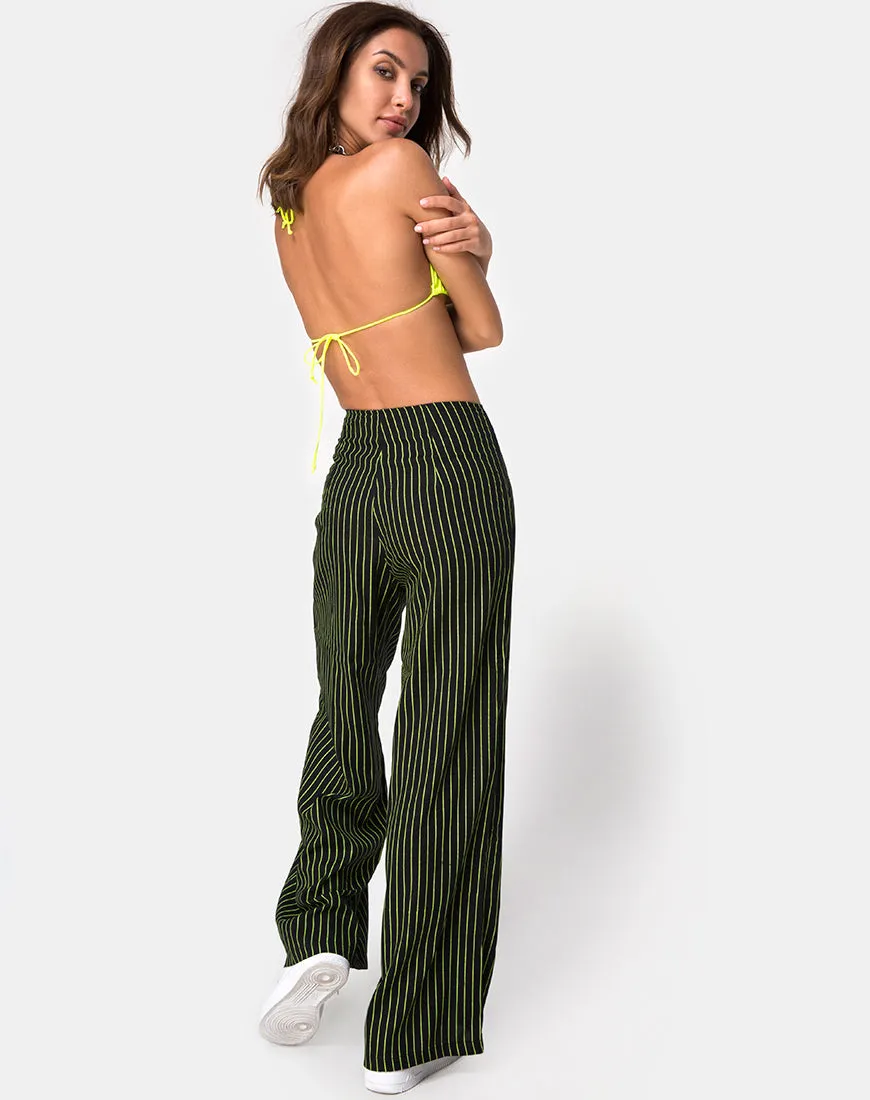 Zolipa Wide Leg Trouser in Neon Pinstripe