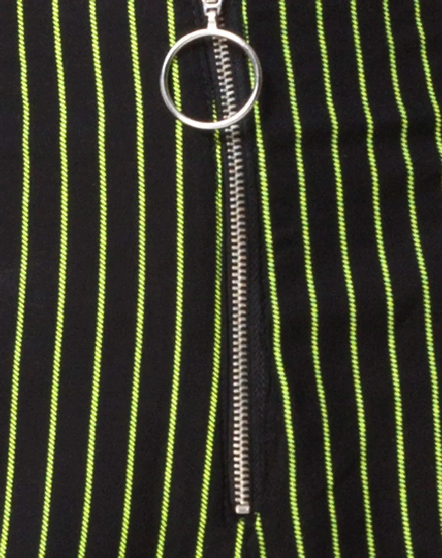 Zolipa Wide Leg Trouser in Neon Pinstripe