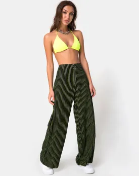 Zolipa Wide Leg Trouser in Neon Pinstripe