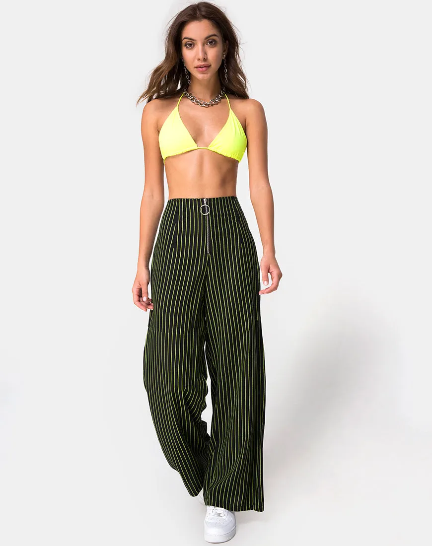 Zolipa Wide Leg Trouser in Neon Pinstripe